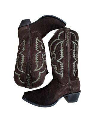 Rock’Em Brown Suede Western Cowboy Boots - Women